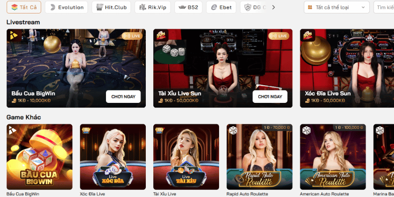 Sảnh casino VUA99 tích hợp các trò chơi phổ biến nhất hiện nay